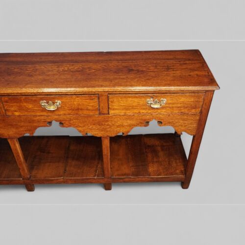 Antique oak pot board dresser base top end