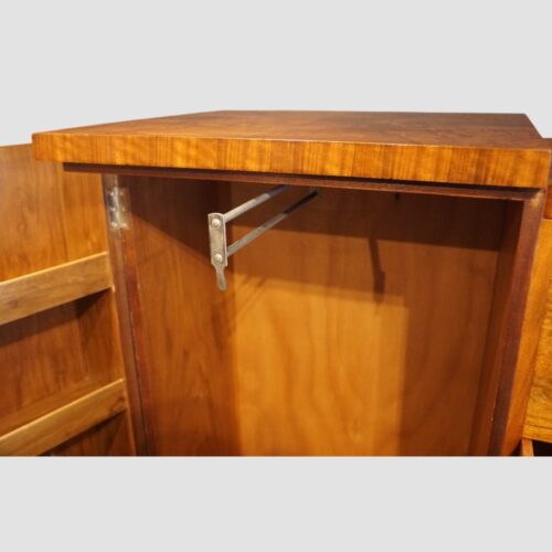 Art Deco walnut gentlemans wardrobe sliding rail