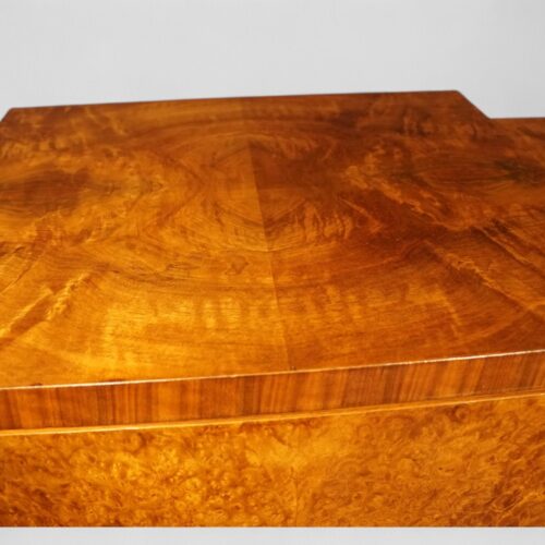 Art Deco walnut gentlemans wardrobe top detail