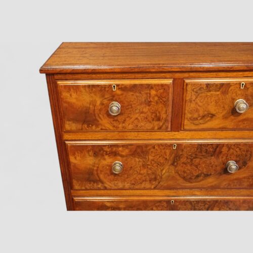 Edwardian walnut chest of drawers detail