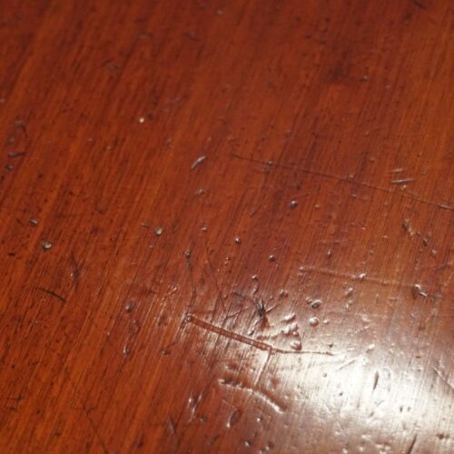 Large George V mahogany inlaid dining table age