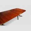 Large George V mahogany inlaid dining table angle view