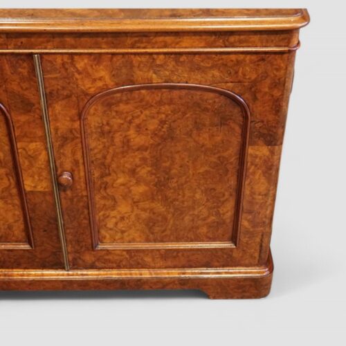 Victorian burr walnut cupboard door detail