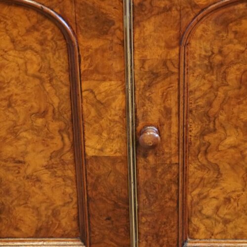 Victorian burr walnut cupboard door divider