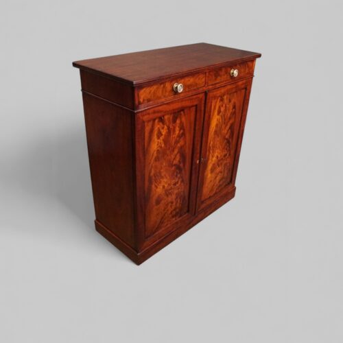 Antique mahogany side cabinet at angle