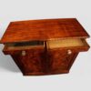 Antique mahogany side cabinet drawers open