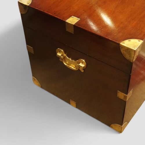 Edwardian mahogany campaign trunk brass corner