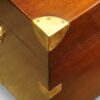 Edwardian mahogany campaign trunk corner detail