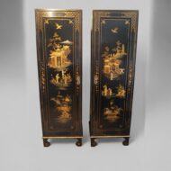 Pair of black lacquer Chinoiserie cupboards