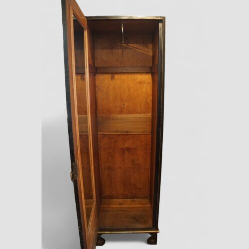 Pair of black lacquer Chinoiserie cupboards interior