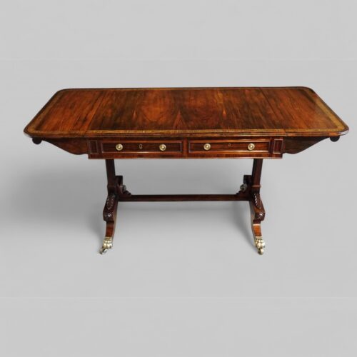 Regency brass inlaid rosewood sofa table