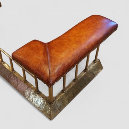 Arts and crafts brass club fender leather seat