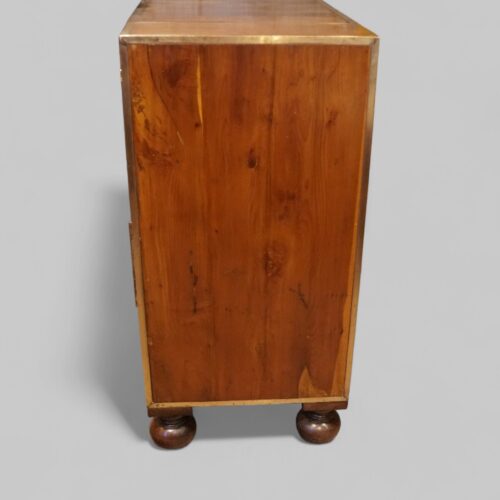 Brass bound yew wood serving cabinet side