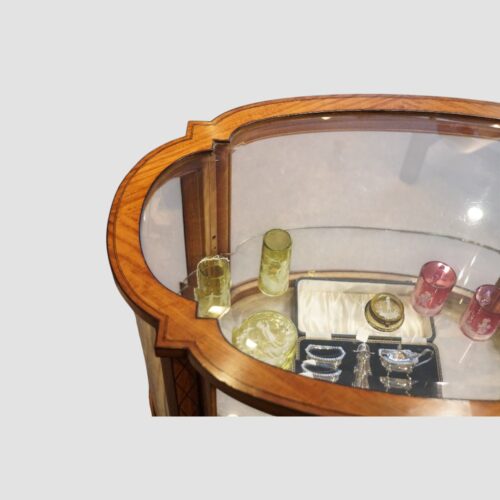 Edwardian Satinwood bijouterie cabinet top edge