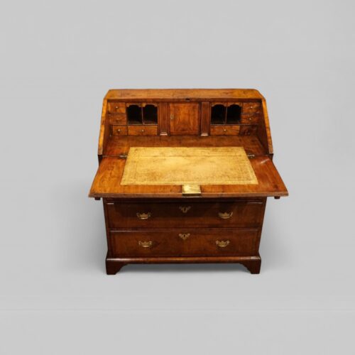 George III walnut bureau flap open