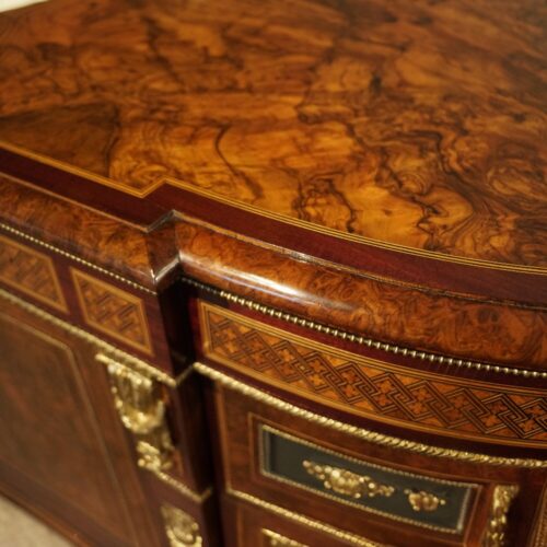Victorian inlaid walnut 4 door credenza edge moulding
