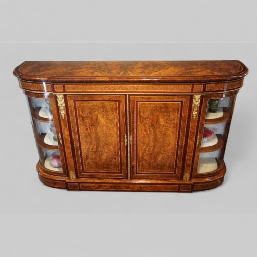 Victorian inlaid walnut 4-door credenza