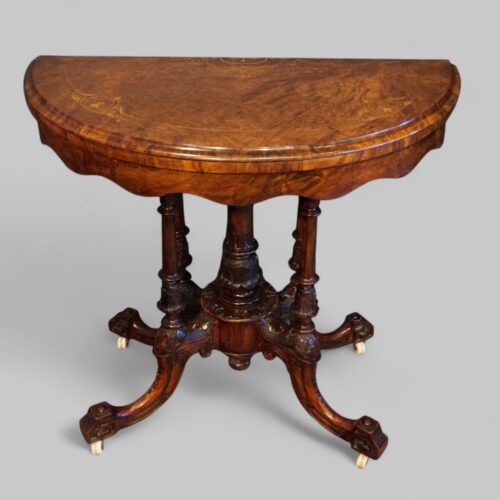 Victorian inlaid walnut card table