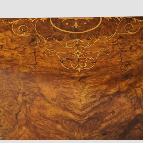 Victorian inlaid walnut card table inlay rear edge