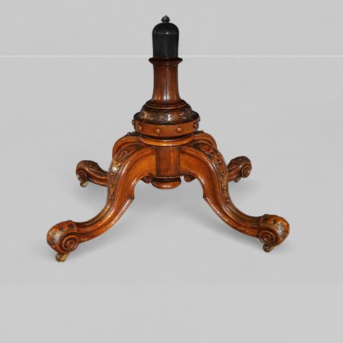 Victorian inlaid walnut centre table base