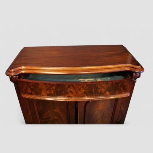 Victorian mahogany serpentine chiffonier drawer