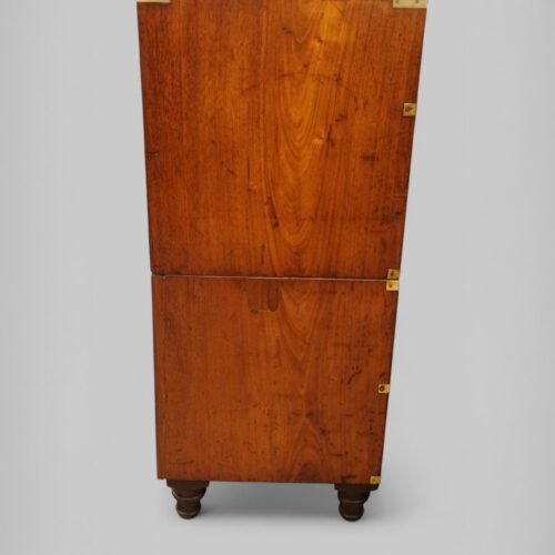 Victorian Teak Campaign Chest in Two Parts