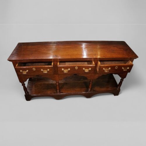 Antique 3 drawer pot board dresser base drawers open