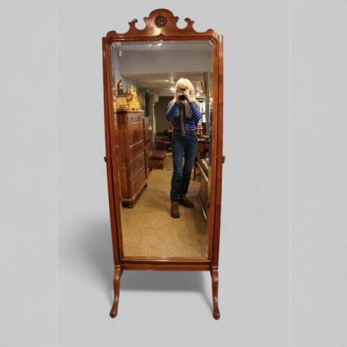 Edwardian mahogany cheval mirror