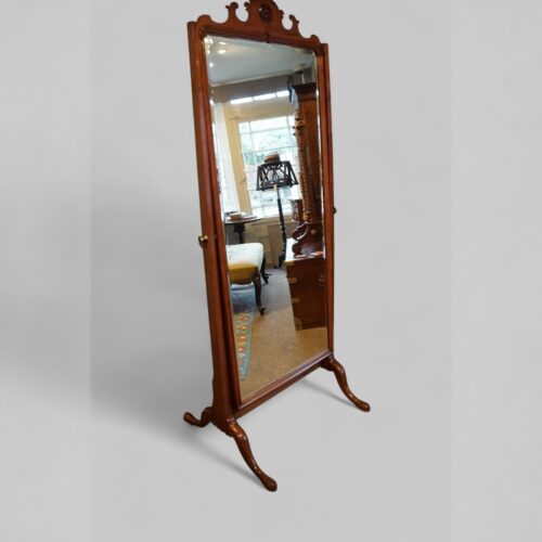 Edwardian mahogany cheval mirror angle
