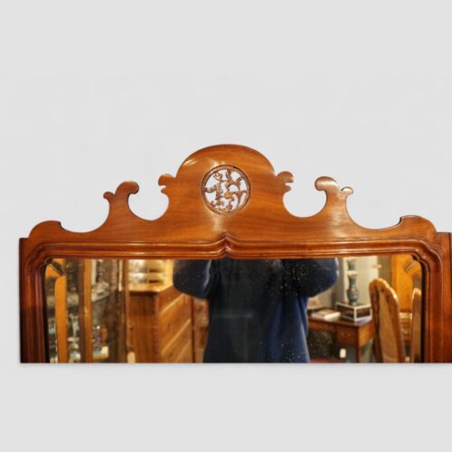 Edwardian mahogany cheval mirror crest