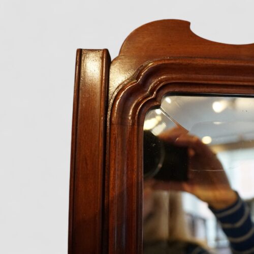 Edwardian mahogany cheval mirror indent corner