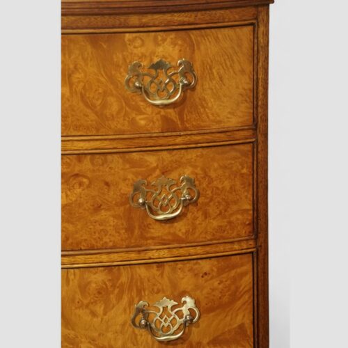 George VI walnut bow chest top brass fretted handles