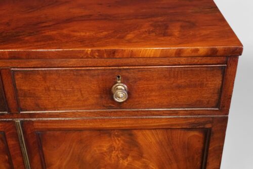 Georgian mahogany side cabinet drawer detail