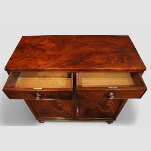 Georgian mahogany side cabinet drawers open
