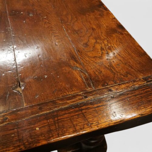 Large Antique oak refectory table top detail
