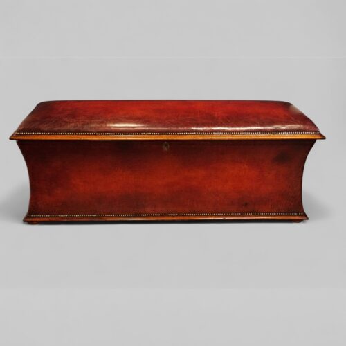 Large Victorian leather ottoman front