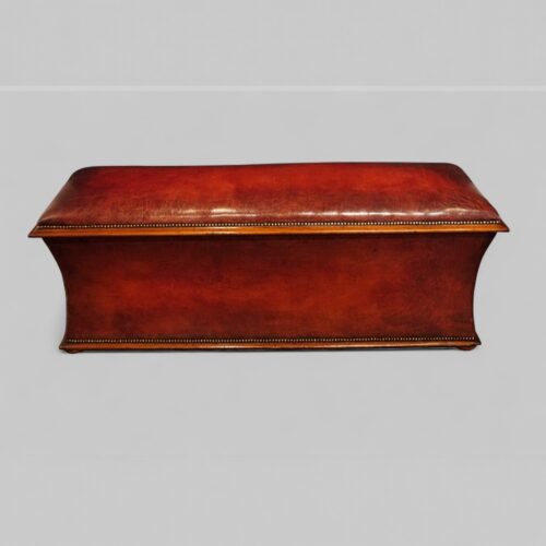 Large Victorian leather ottoman rear