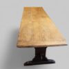 Top-down view of Edwardian oak table with rectangular surface