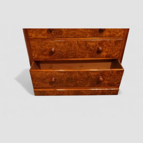 Victorian burr walnut chest of drawers deep bottom drawer