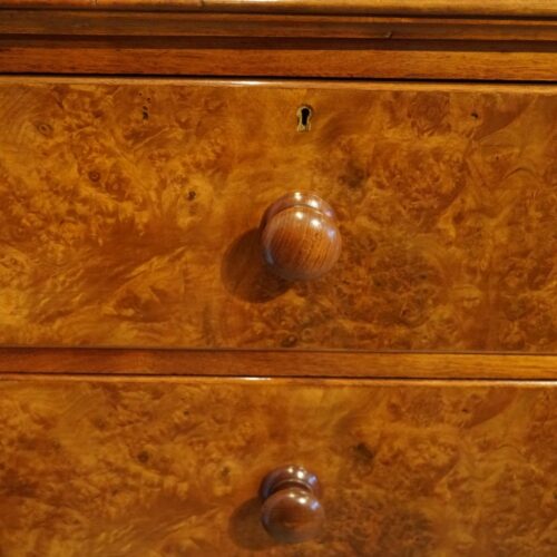 Victorian burr walnut chest of drawers knob handle