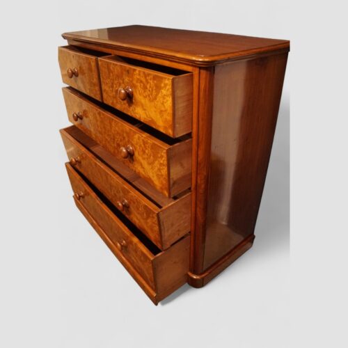 Victorian burr walnut chest of drawers open