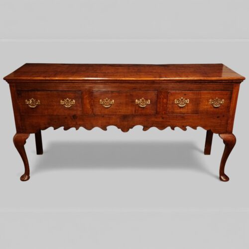 Antique oak cabriole leg dresser base 1