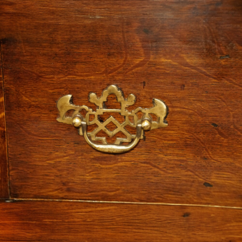 Antique oak cabriole leg dresser base brass fret handle
