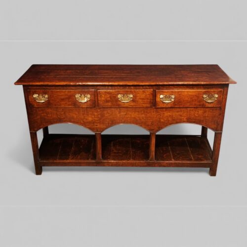 Antique oak dresser base with square legs