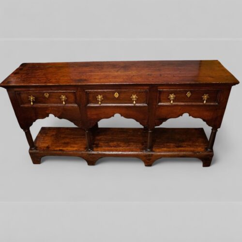 Antique oak pot board dresser with brass drop handles