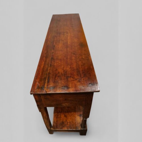 Antique oak pot board dresser with brass drop handles top