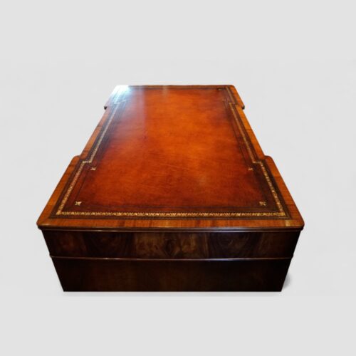 Edwardian mahogany partners desk leather end view