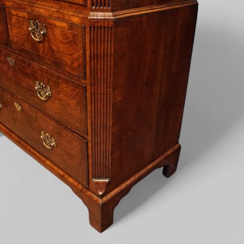 George I walnut chest on chest corner base