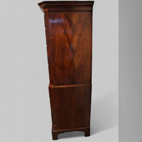 George I walnut chest on chest side