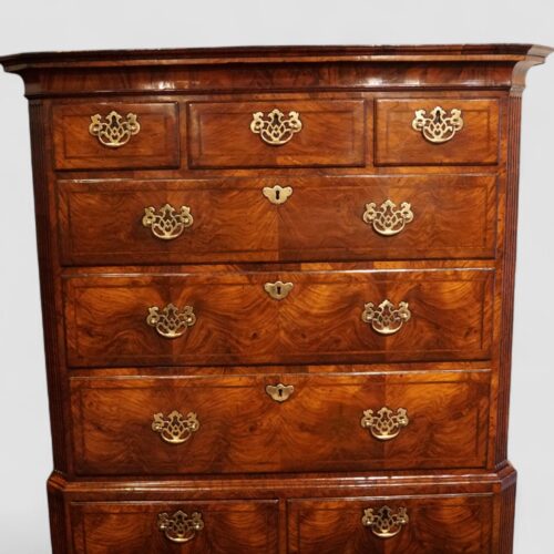 George I walnut chest on chest top section